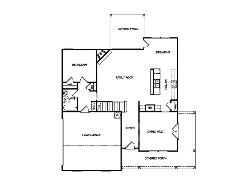 2D floor plan layout for the The Farmington by My Home Communities in Magnolia Ridge, Monroe, GA (Image 4).