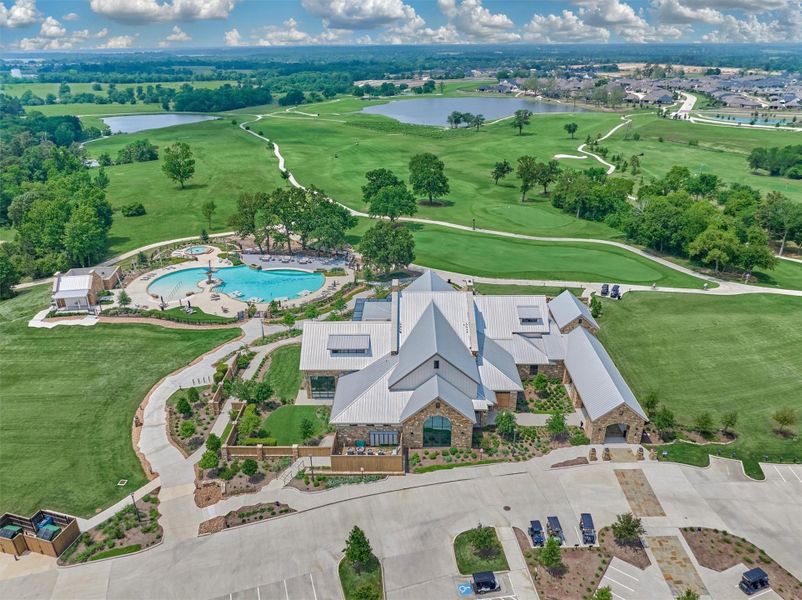 An arial view of the Summit, pool, and beyond.