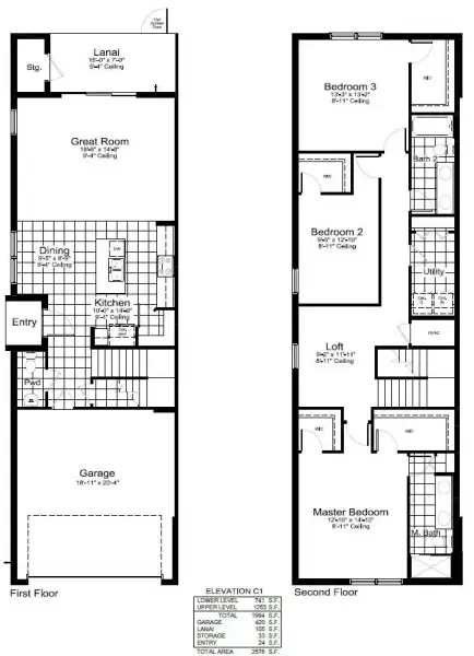 2D floor plan layout of this home in SkySail Real Estate and Homes for Sale in Naples, FL - Neal Communities, Naples, FL (Image 4).