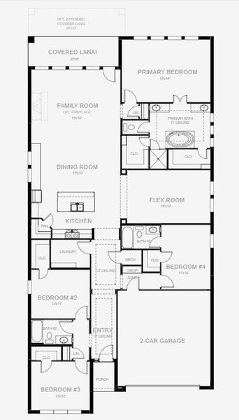 2D floor plan layout for the 2517F by Perry Homes in Mandarin Grove, Palmetto, FL (Image 3).