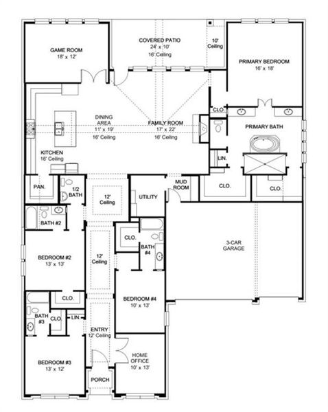 2D floor plan layout of this home in Terraces, Rockwall, TX (Image 4).