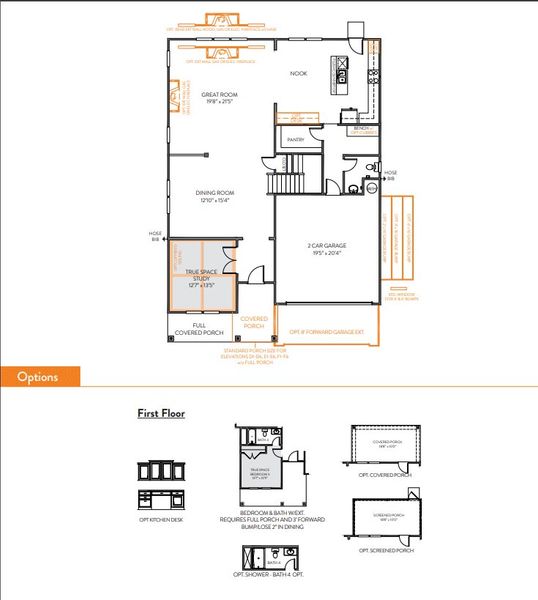 2D floor plan layout for the Winslow by True Homes in Colvin Park, Rock Hill, SC (Image 2).