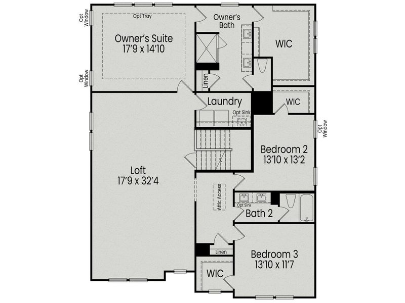 2D floor plan layout for the The Beech by Davidson Homes LLC in Addison West, Holly Springs, NC (Image 4).