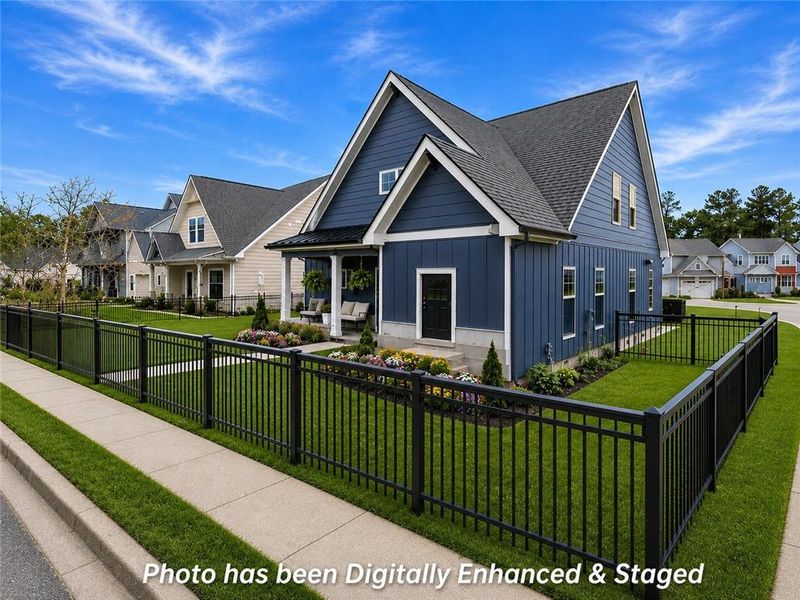 Front exterior of a new home in Ferguson Corners, Emerson, GA, highlighting curb appeal (Image 26). Front exterior of a new home in Ferguson Corners, Emerson, GA, highlighting curb appeal (Image 26).