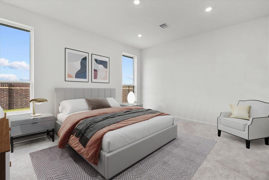 Spa-like en-suite bath with an oversized walk-in shower, double sinks, and a generous walk-in closet. Spa-like en-suite bath with an oversized walk-in shower, double sinks, and a generous walk-in closet.