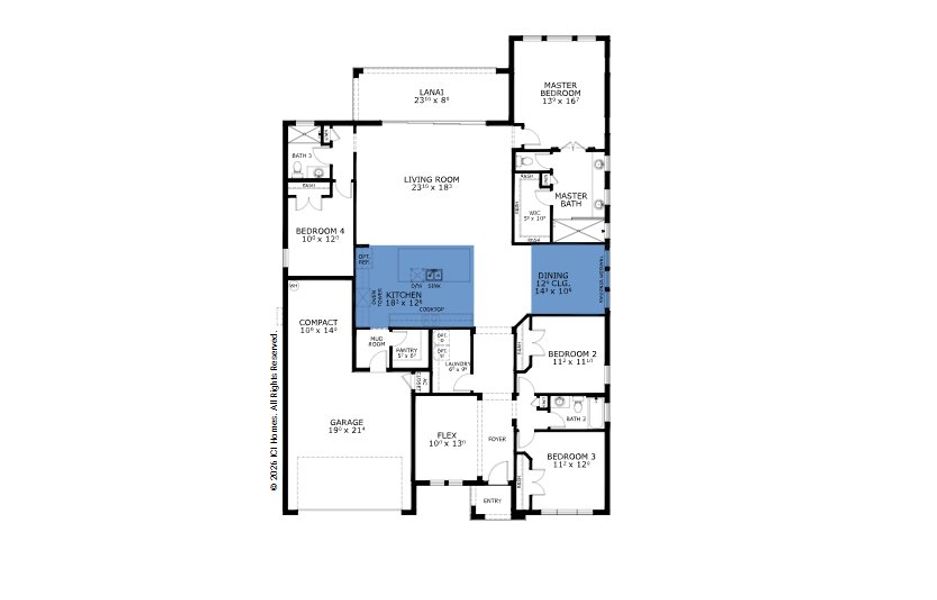 2D floor plan layout for the Costa Mesa - Elite Series | 60' Wide Lots by ICI Homes in Woodhaven, Port Orange, FL (Image 3).