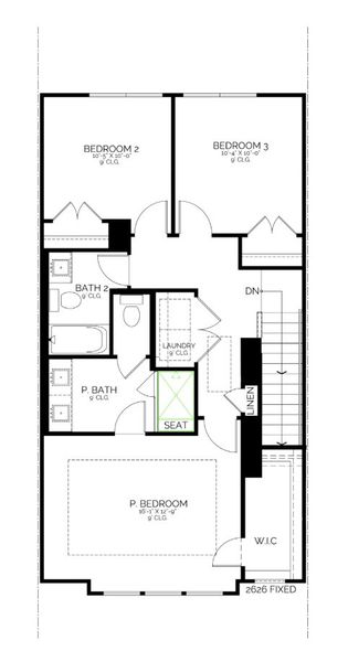 2D floor plan layout of this home in Atwater Station - Midtown Collection, Fuquay Varina, NC (Image 5).