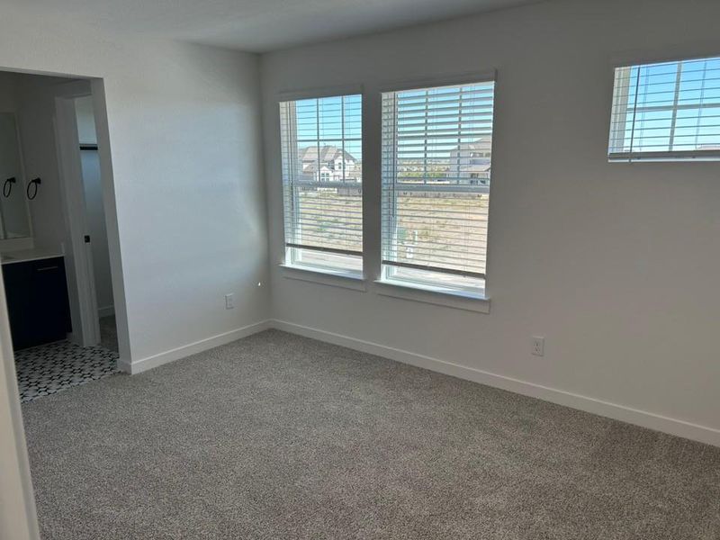 Carpeted spare room with baseboards Carpeted spare room with baseboards