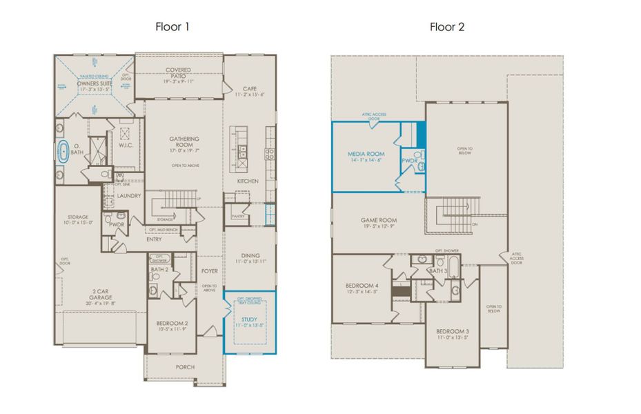 2D floor plan layout of this home in Wilson Creek Meadows, Celina, TX (Image 4).