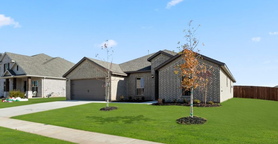 Representative exterior photo of a completed home built from the Hampton II by Impression Homes in Stone Eagle, Azle, TX (Image 2). Representative exterior photo of a completed home built from the Hampton II by Impression Homes in Stone Eagle, Azle, TX (Image 2).
