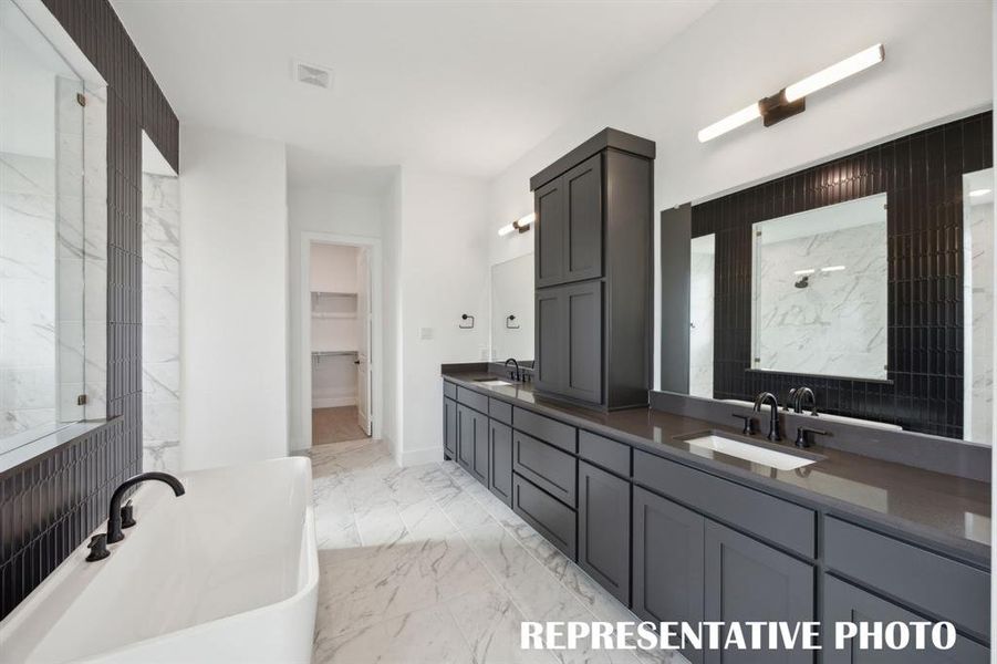 Ample room for two in this fantastic owner's bath.  REPRESENTATIVE PHOTO
