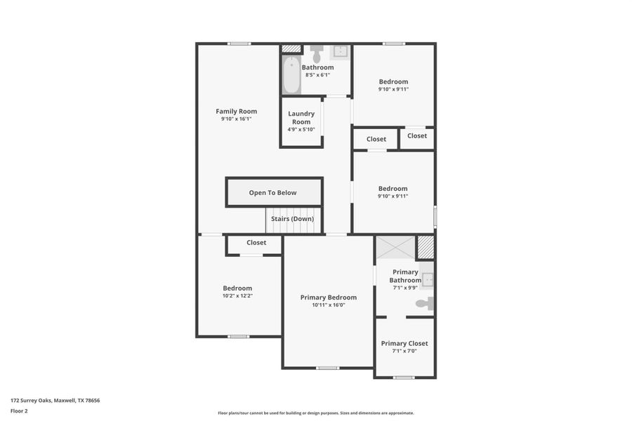 2D floor plan layout of this home in Sunset Oaks, Maxwell, TX (Image 5). 2D floor plan layout of this home in Sunset Oaks, Maxwell, TX (Image 5).