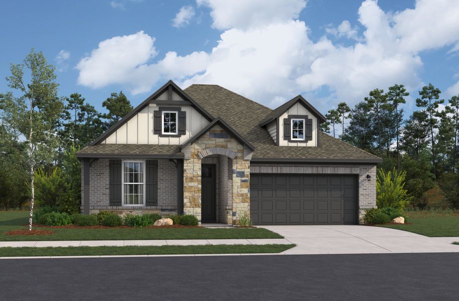 Representative exterior photo of a completed home built from the Sierra by Beazer Homes in Comanche Ridge, San Antonio, TX (Image 2).