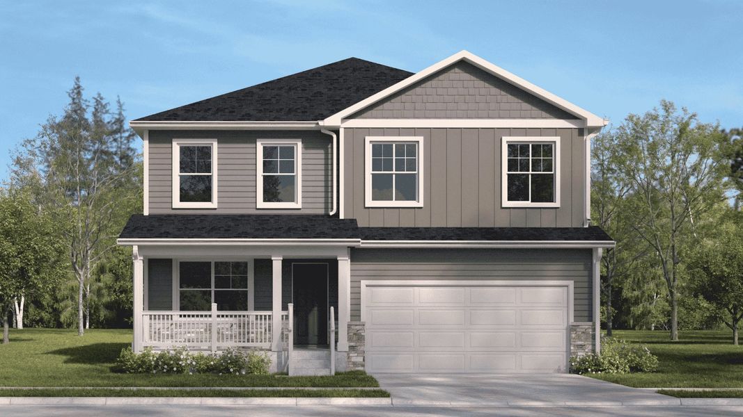 Representative exterior photo of a completed home built from the Pendleton by D.R. Horton in Vantage, Berthoud, CO (Image 12).