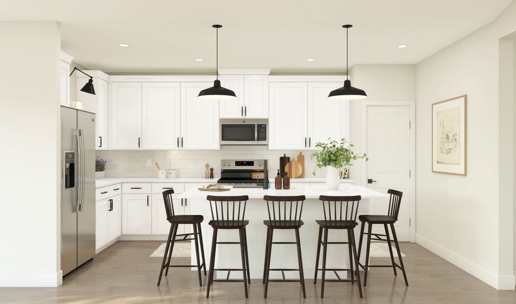 Kitchen with floating shelves