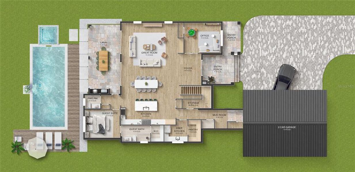 2D floor plan layout of this home in The Grove, Oakland, FL (Image 3). 2D floor plan layout of this home in The Grove, Oakland, FL (Image 3).