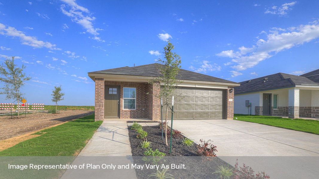 Front exterior of a new home in Whisper South, San Marcos, TX, highlighting curb appeal (Image 2). Front exterior of a new home in Whisper South, San Marcos, TX, highlighting curb appeal (Image 2).