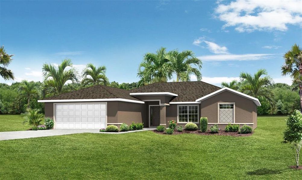 Front exterior of a new home in , Palm Coast, FL, highlighting curb appeal (Image 1). Front exterior of a new home in , Palm Coast, FL, highlighting curb appeal (Image 1).