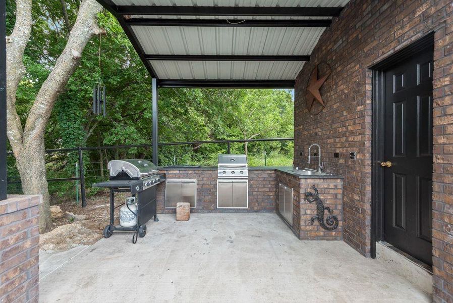 Exterior details and patio area of a home in , Krum (Image 2). Exterior details and patio area of a home in , Krum (Image 2).