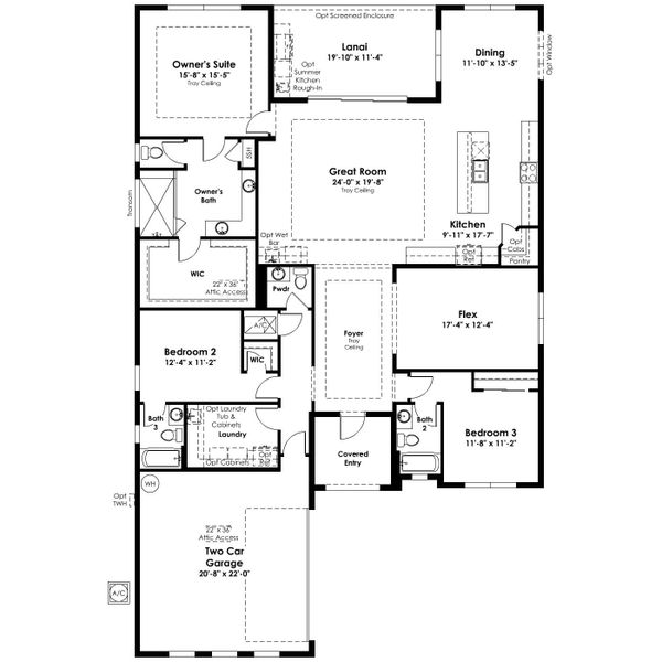 2D floor plan layout of this home in Woodland Preserve, Parrish, FL (Image 4).