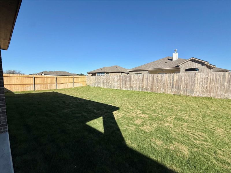 View of fenced backyard