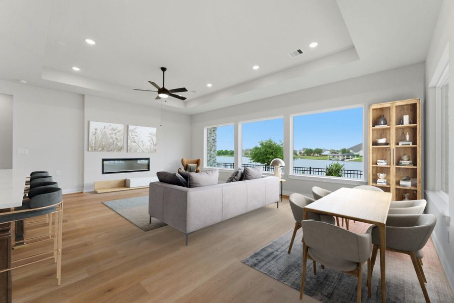 Virtually staged family/dining room