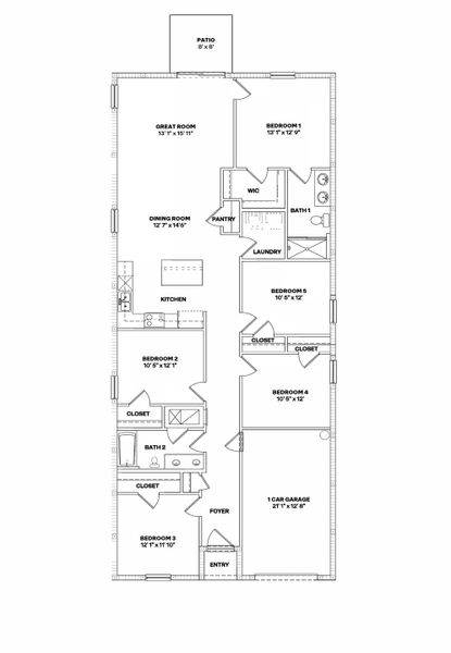 2D floor plan layout for the Alford by D.R. Horton in Somerset Bay, Spring Hill, FL (Image 3).