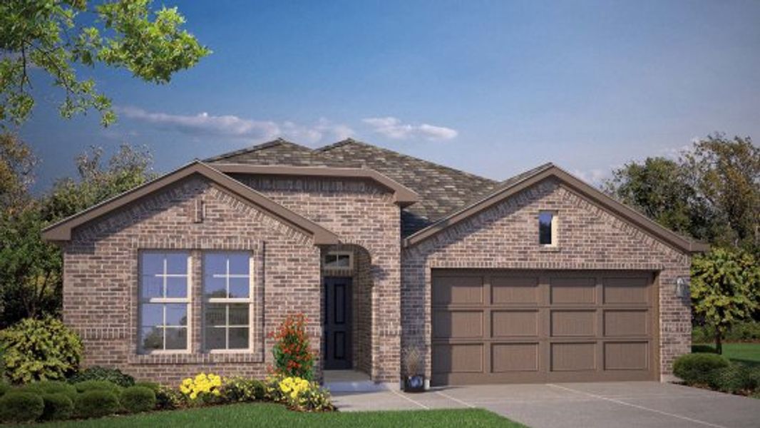 Front exterior of a new home in Westmont, Lubbock, TX, highlighting curb appeal (Image 2).