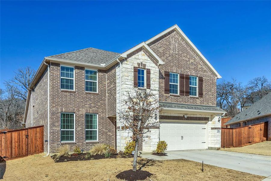 Front exterior of a new home in , Fort Worth, TX, highlighting curb appeal (Image 25). Front exterior of a new home in , Fort Worth, TX, highlighting curb appeal (Image 25).