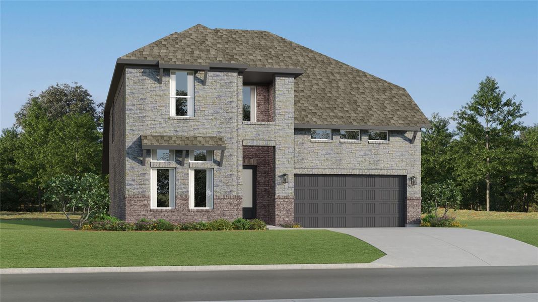 Front exterior of a new home in Cotton Brook, Hutto, TX, highlighting curb appeal (Image 1). Front exterior of a new home in Cotton Brook, Hutto, TX, highlighting curb appeal (Image 1).
