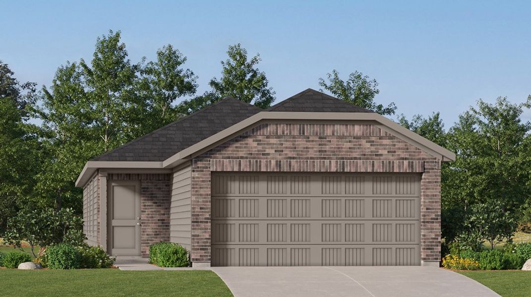 Front exterior of a new home in Somerset Meadows, San Antonio, TX, highlighting curb appeal (Image 1). Front exterior of a new home in Somerset Meadows, San Antonio, TX, highlighting curb appeal (Image 1).