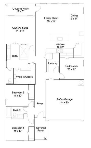2D floor plan layout of this home in Cypress Green, Hockley, TX (Image 3).
