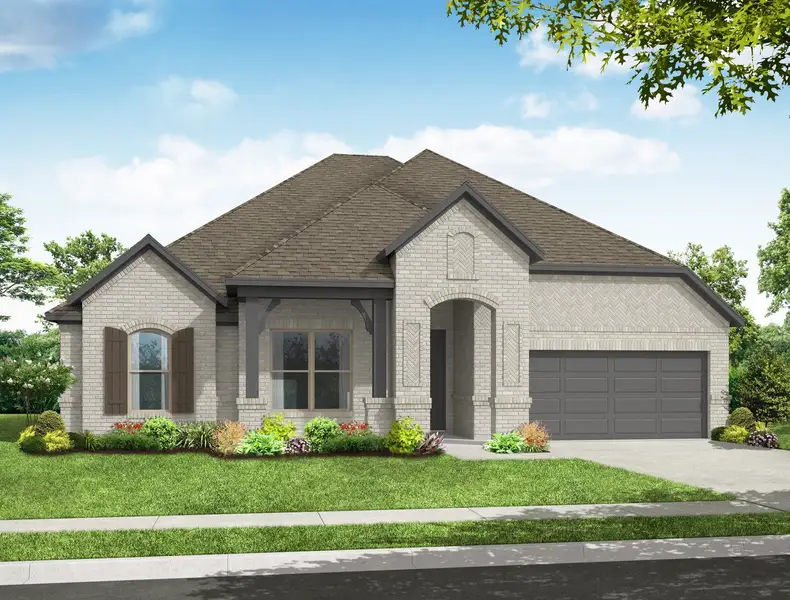 Representative exterior photo of a completed home built from the Donnington by Impression Homes in Still Water Lake Estates, Godley, TX (Image 7).
