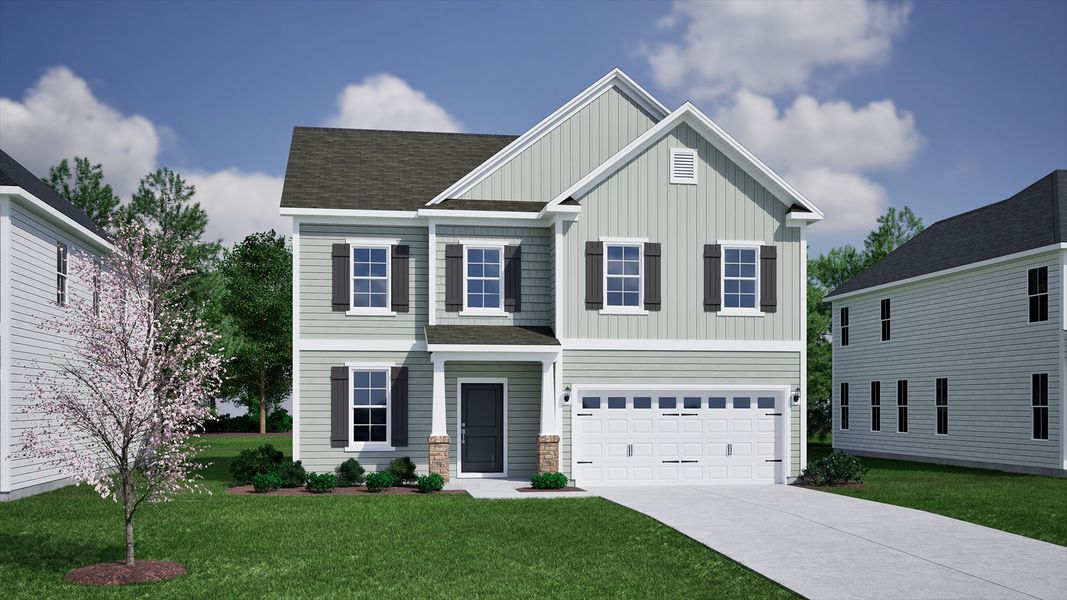Representative exterior photo of a completed home built from the Cooper - Vanguard Collection by Mungo Homes in Scotts Hill Village, Wilmington, NC (Image 13).