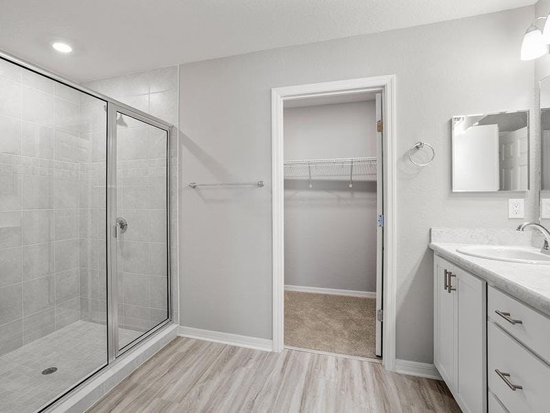 And, a large tiled shower - Ashlyn by Highland Homes