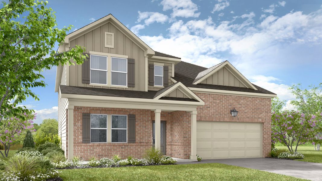 Representative exterior photo of a completed home built from the Summit by Taylor Morrison in Weatherfield, Buford, GA (Image 7).