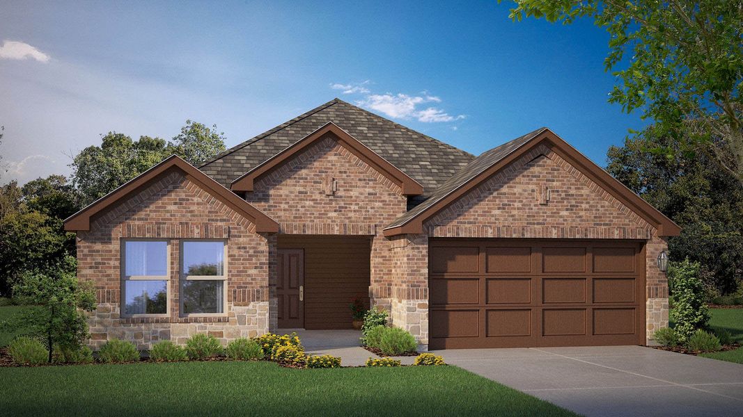 Representative exterior photo of a completed home built from the Denton by D.R. Horton in Saratoga, Granbury, TX (Image 22). Representative exterior photo of a completed home built from the Denton by D.R. Horton in Saratoga, Granbury, TX (Image 22).