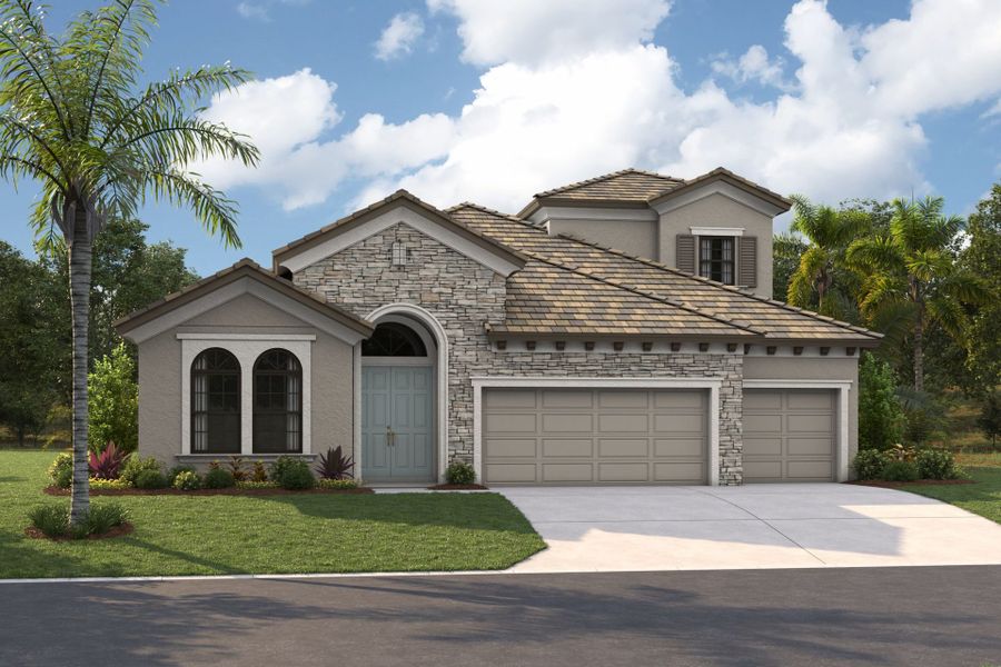 Representative exterior photo of a completed home built from the Biscayne II by Homes by WestBay in Two Rivers, Zephyrhills, FL (Image 29).