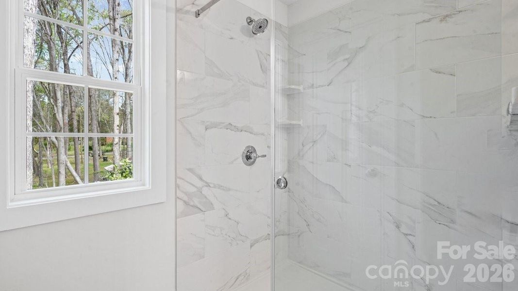 Large Walk-in Shower w/Frameless Glass Enclosure