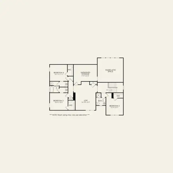 2D floor plan layout for the Harrington by Pulte Homes in The Retreat at Carolina Ridge, Harrisburg, NC (Image 4).