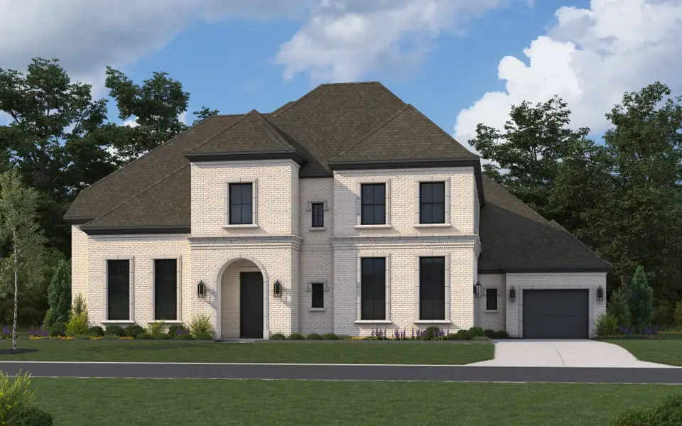Representative exterior photo of a completed home built from the 7061 by Tradition Homes in Furst Ranch – 80′ Lots, Prosper, TX (Image 3).