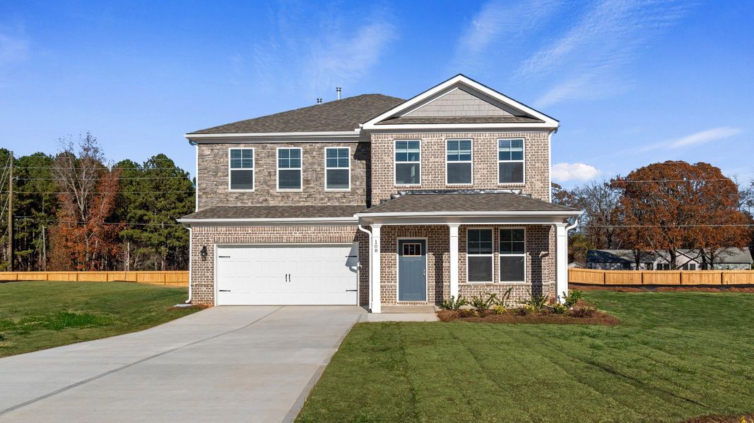 Representative exterior photo of a completed home built from the Ridgewood by DRB Homes in Kingston, Locust Grove, GA (Image 21). Representative exterior photo of a completed home built from the Ridgewood by DRB Homes in Kingston, Locust Grove, GA (Image 21).