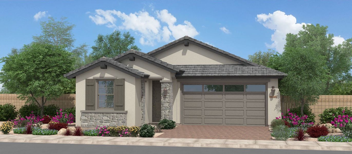 Representative exterior photo of a completed home built from the Solage by Fulton Homes in Calistoga at Enclave, Litchfield Park, AZ (Image 6).