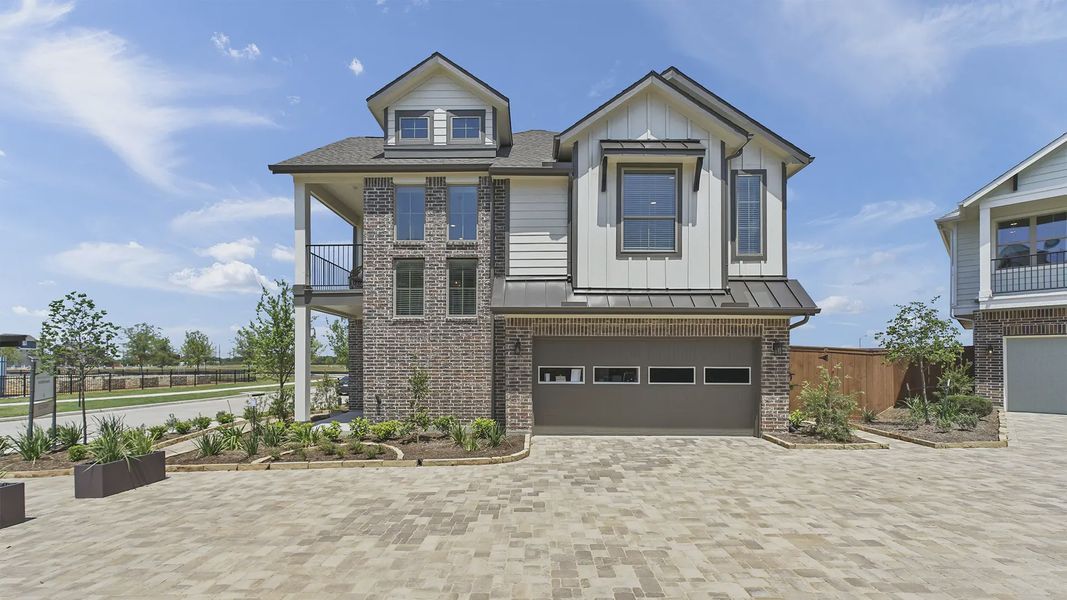 Representative exterior photo of a completed home built from the Riverdale by Chesmar Homes in Elyson Courtyard Collection, Katy, TX (Image 2). Representative exterior photo of a completed home built from the Riverdale by Chesmar Homes in Elyson Courtyard Collection, Katy, TX (Image 2).