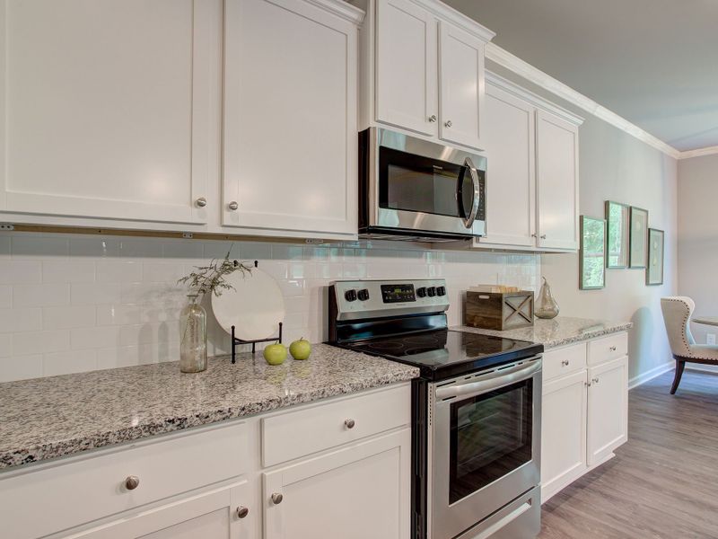 Designer finishes in kitchen with lots of cabinet space