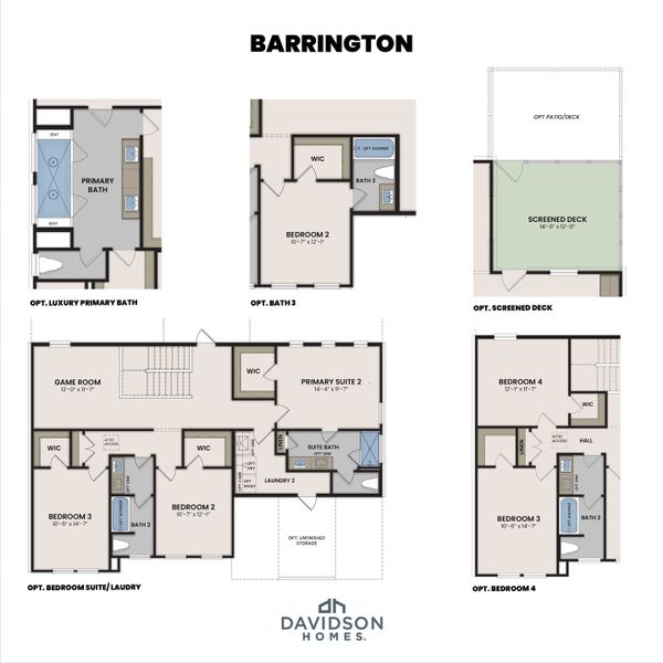 2D floor plan layout for the The Barrington by Davidson Homes LLC in Addison West, Apex, NC (Image 5).