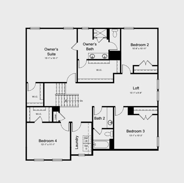 2D floor plan layout for the Ashford by Taylor Morrison in Eagle Trace, Wendell, NC (Image 3).