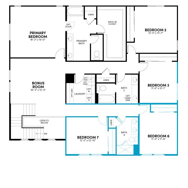 Floor 2: Bed 6, Bed 7, Bath 4 Option