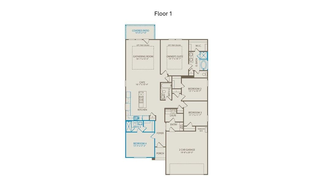2D floor plan layout of this home in Creekview Meadows, Pilot Point, TX (Image 2).