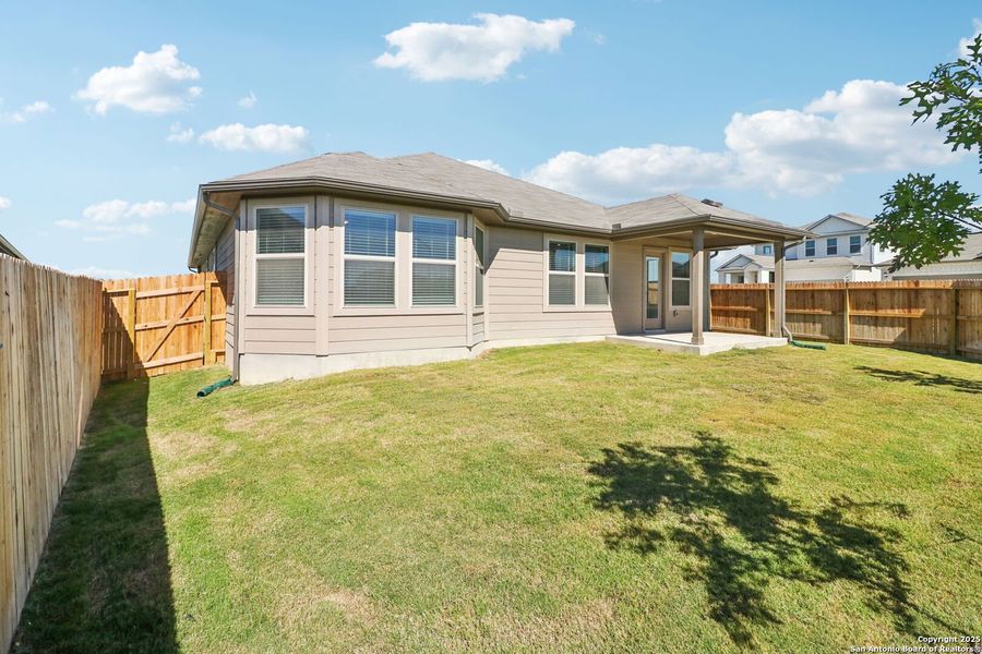 Exterior details and patio area of a home in Legendary Trails - Classic Series, Cibolo (Image 3).